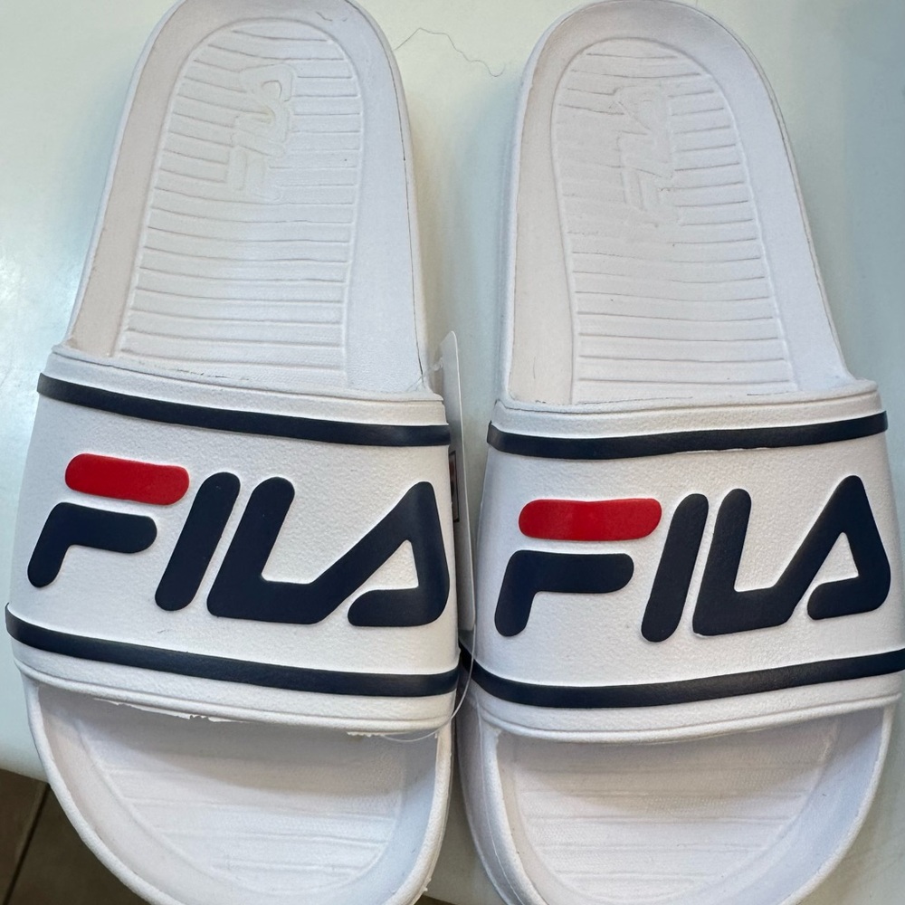 FILA White Slide Sandals